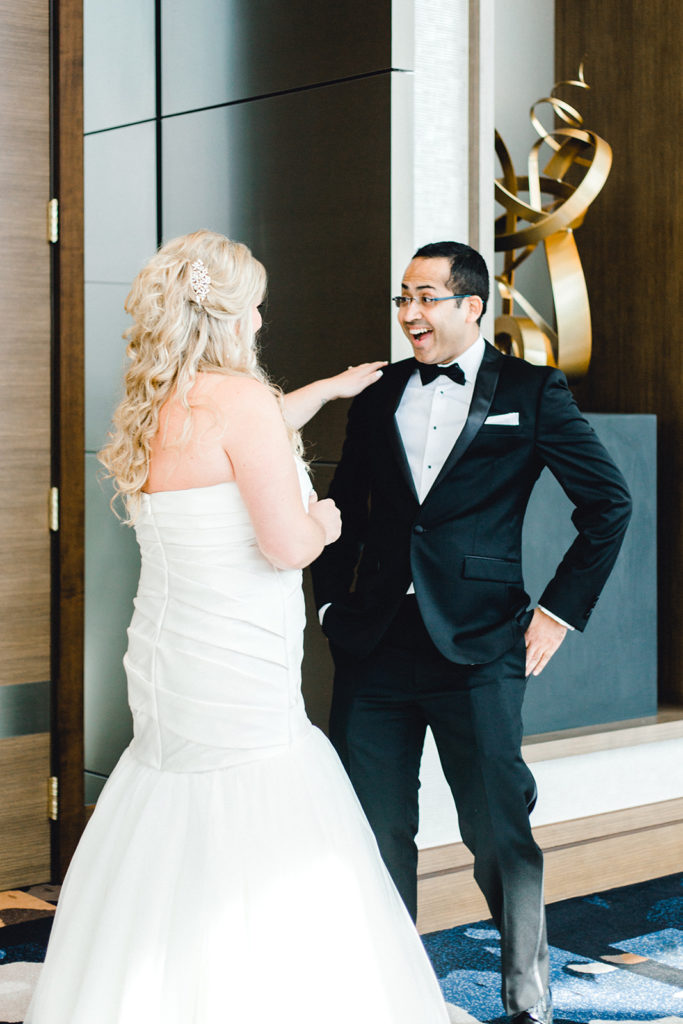 bride and groom get to see each other before wedding