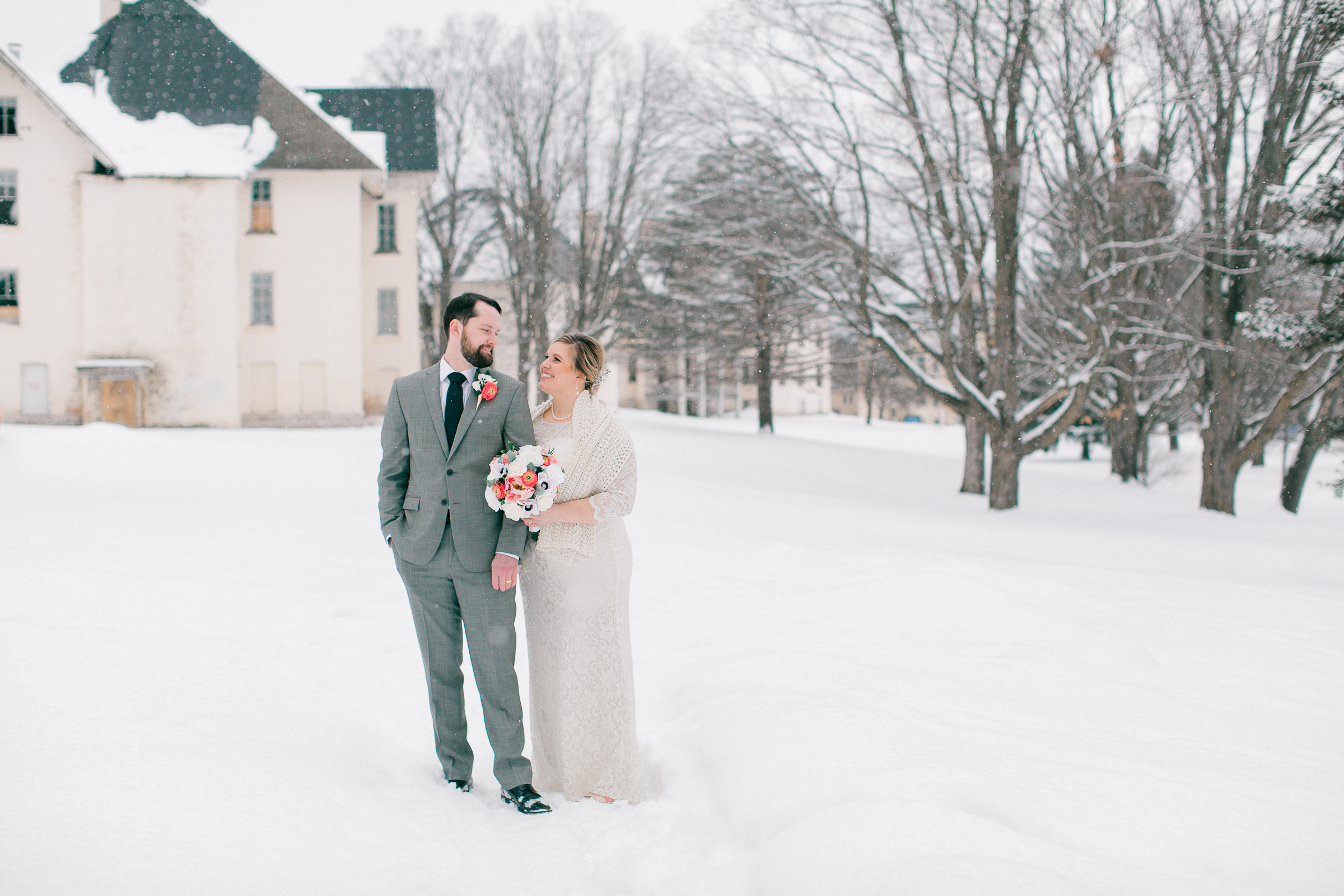 Winter mini-mony wedding at Kirkbride Hall in Traverse City Michigan