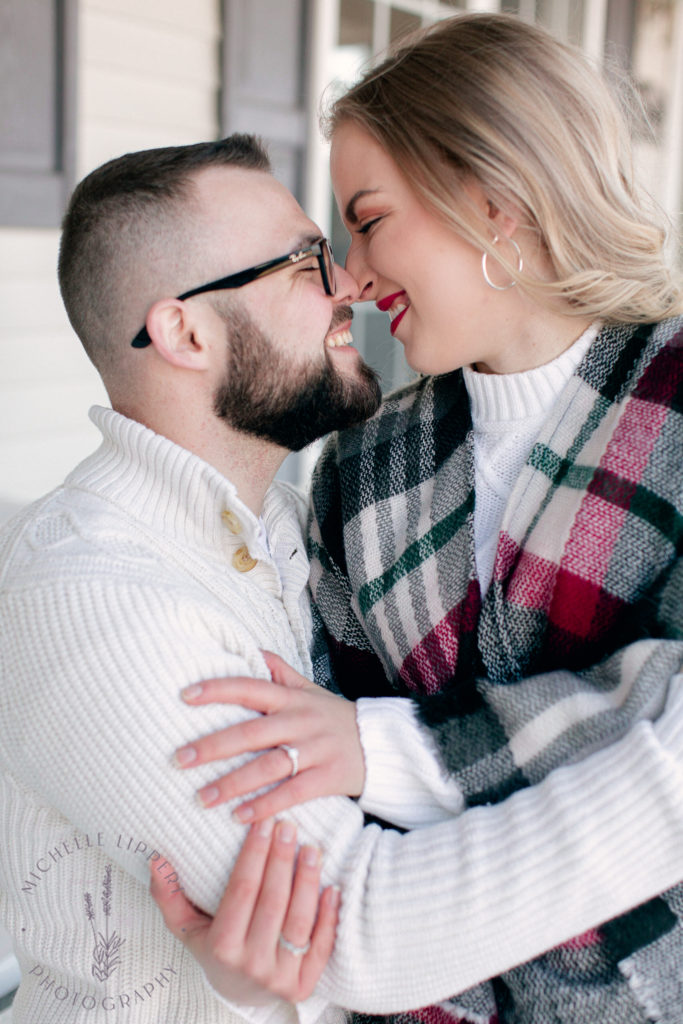 Casual snowy winter engagement session in Mid-Michigan