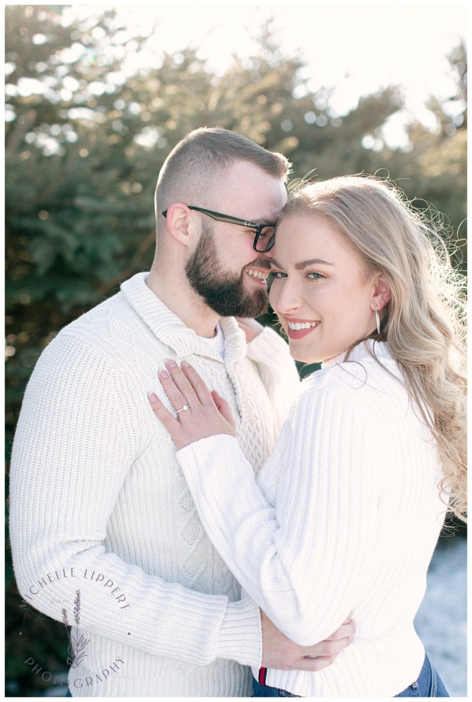 Casual snowy winter engagement session in Mid-Michigan