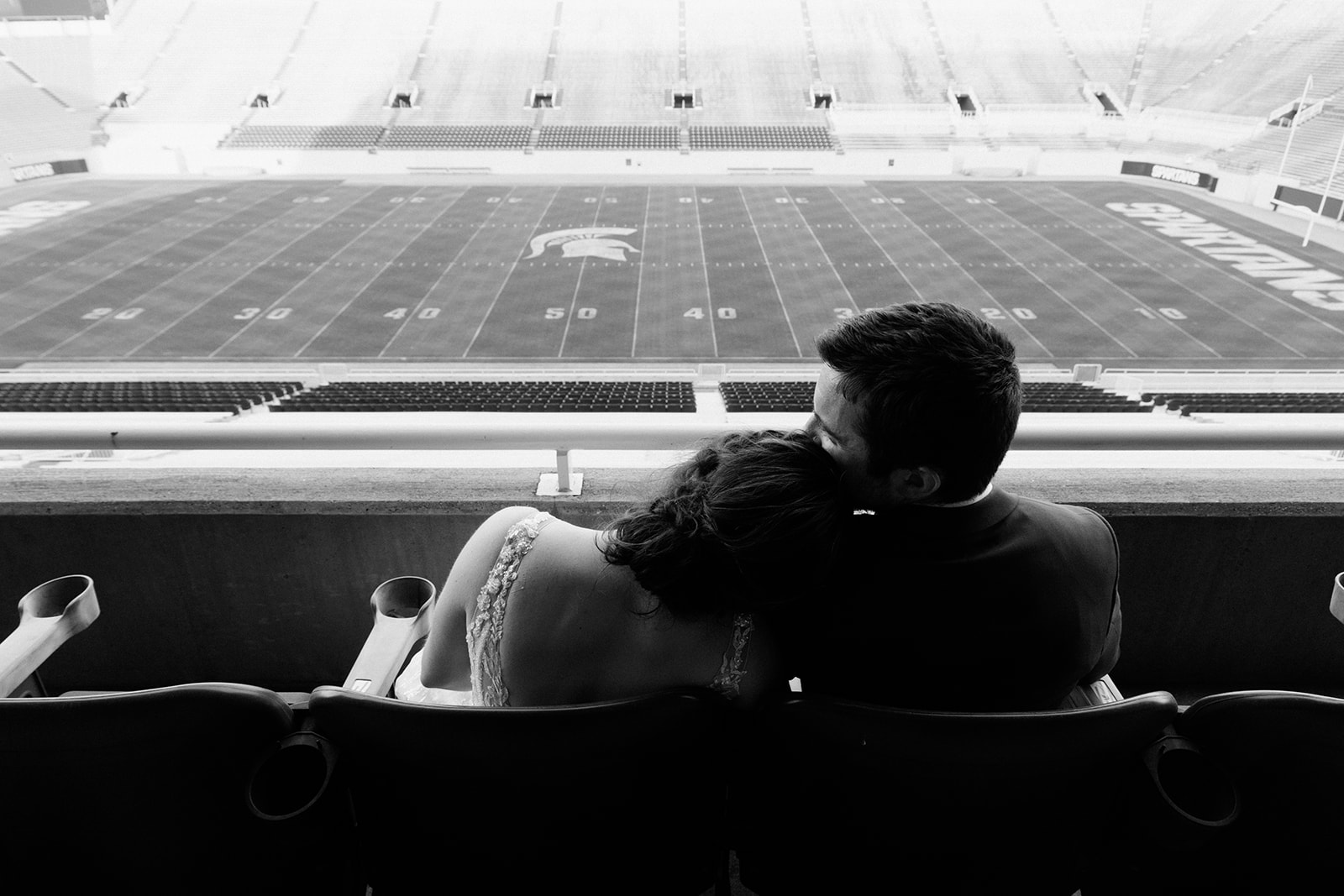 East Lansing Michigan wedding photographer reception Spartan football Stadium