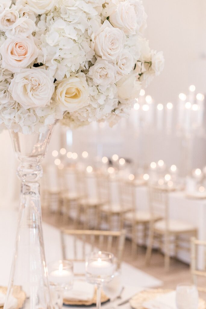 All White Glam Reception Decor | Knotting Hill Place Luxury Dallas Wedding Venue