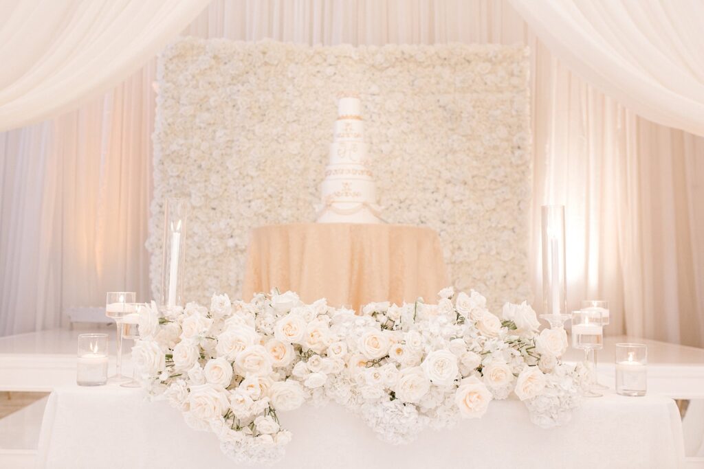All White Glam Reception Decor | Knotting Hill Place Luxury Dallas Wedding Venue