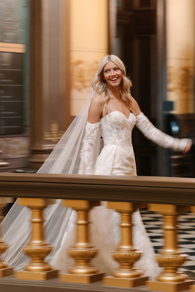 Couture Bridal Fashion Meets Historic Architecture at the Michigan State Capital