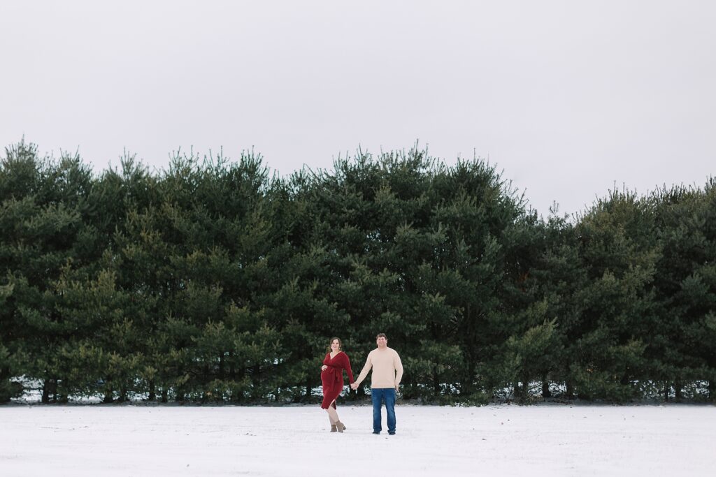 Winter maternity photography in Michigan