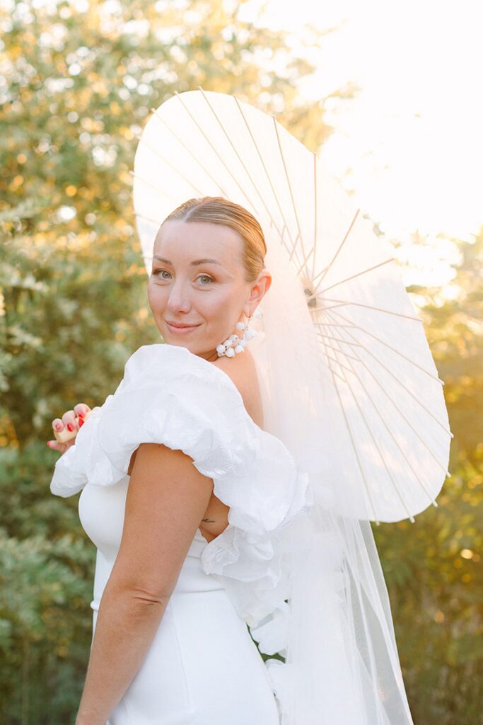 Golden hour sunset bridal portrait Lake Leelanau Michigan