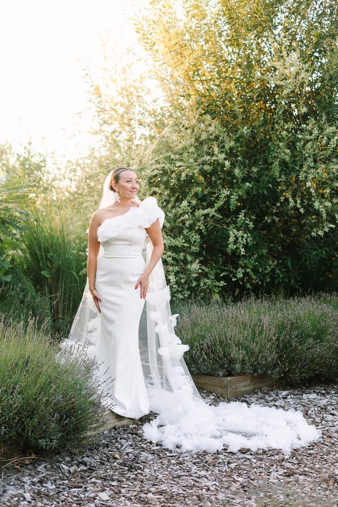 Golden hour sunset bridal portrait Lake Leelanau Michigan