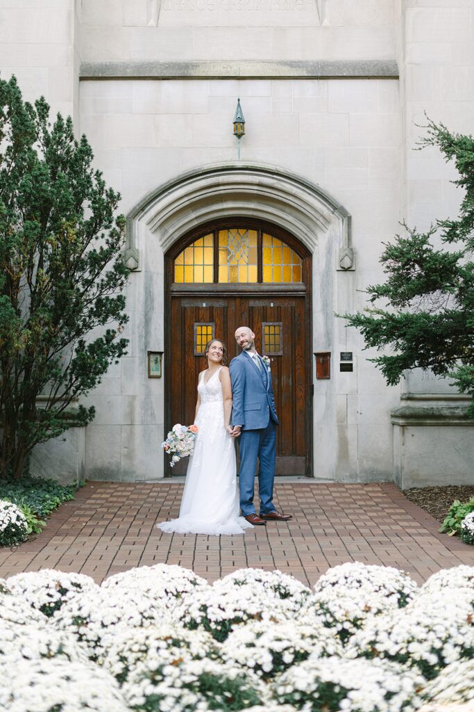 Newlywed fall wedding portraits at Michigan State University