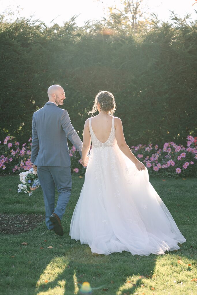 Newlywed fall wedding portraits at Michigan State University
