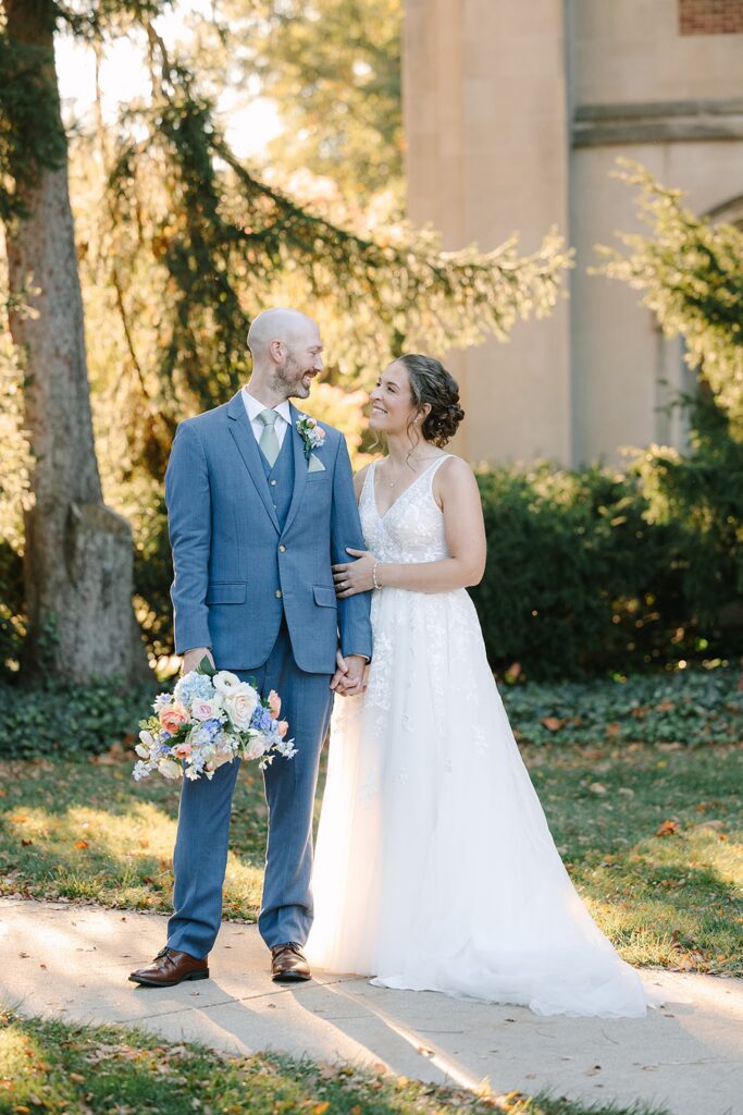 Newlywed fall wedding portraits at Michigan State University