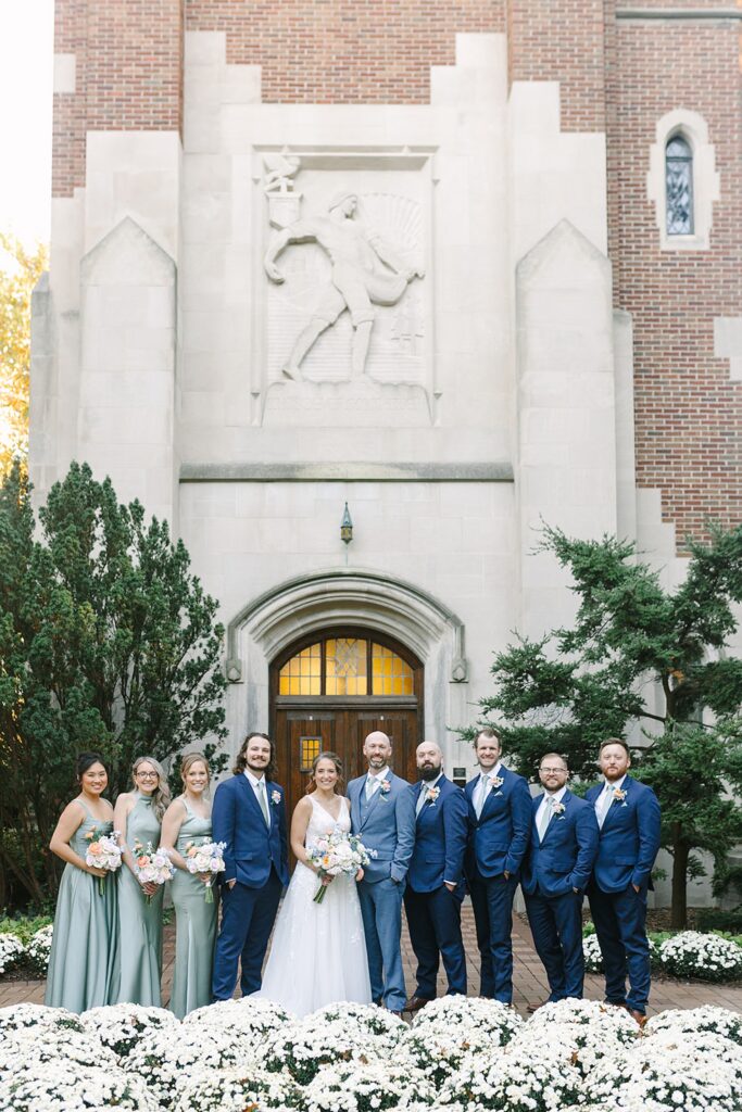 Wedding party portraits on the Michigan State University campus
