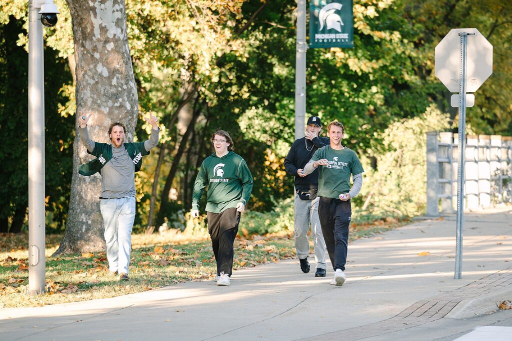 Wedding party portraits on the Michigan State University campus
