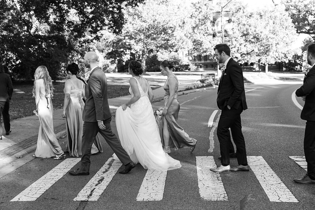 Wedding party portraits on the Michigan State University campus