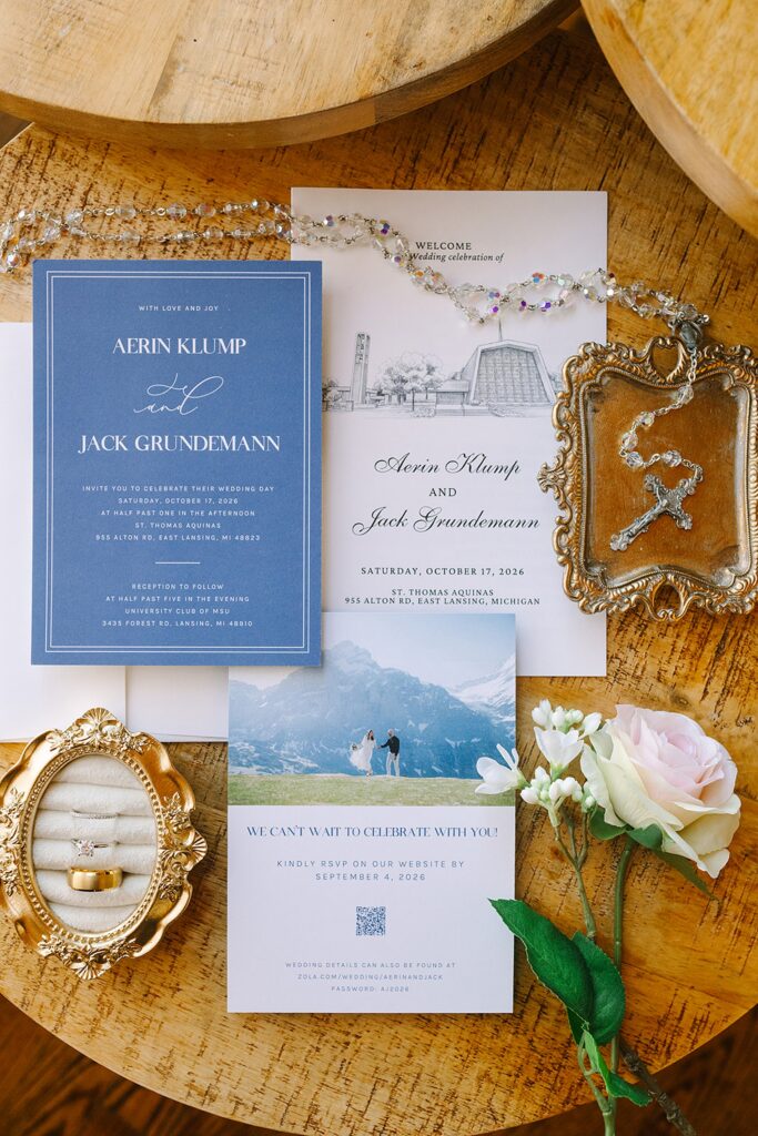 Aerin and Jack's wedding ceremony at Saint Thomas Aquinas and University Club of Michigan State in East Lansing