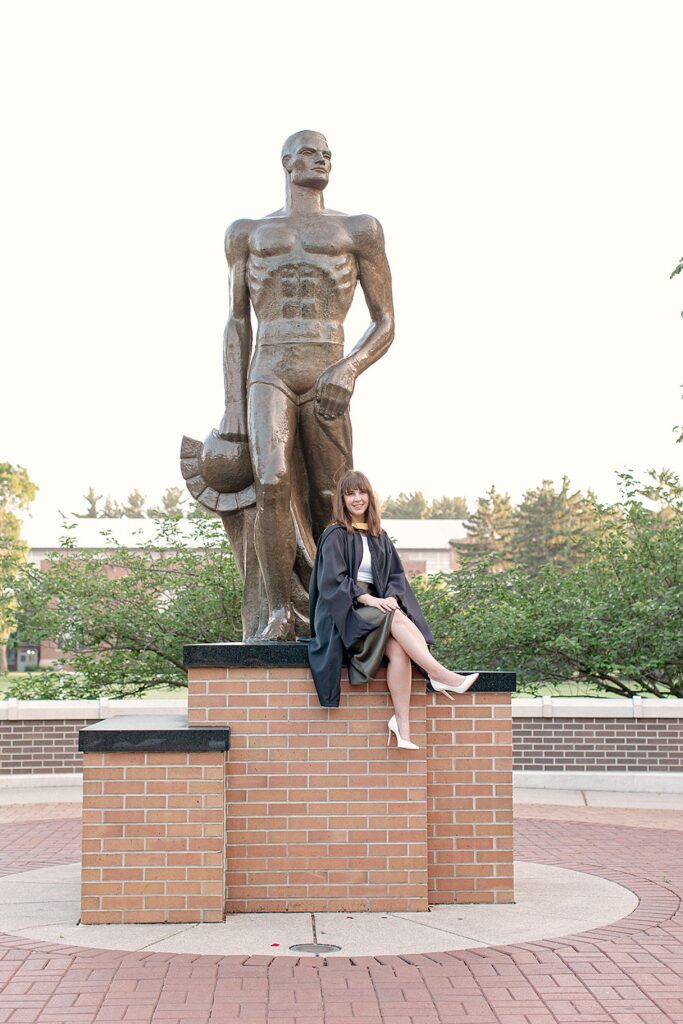 Michigan State University Graduation Photographer sparty statue