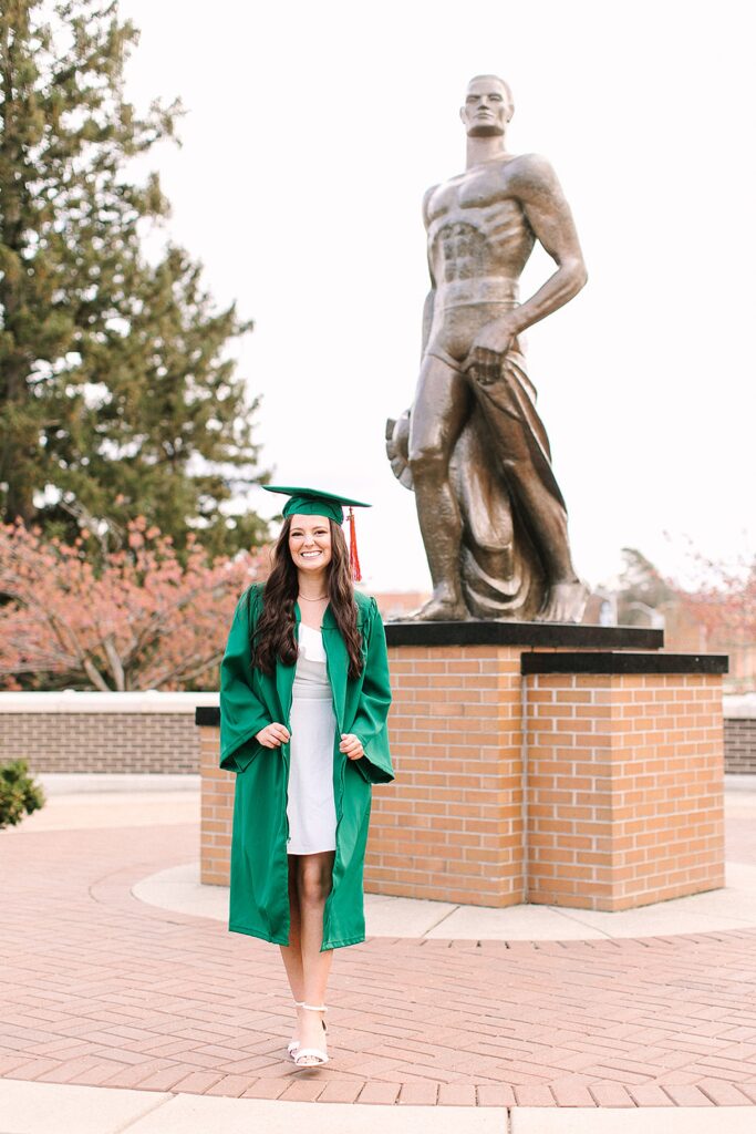 Michigan State University Graduation Photographer sparty statue