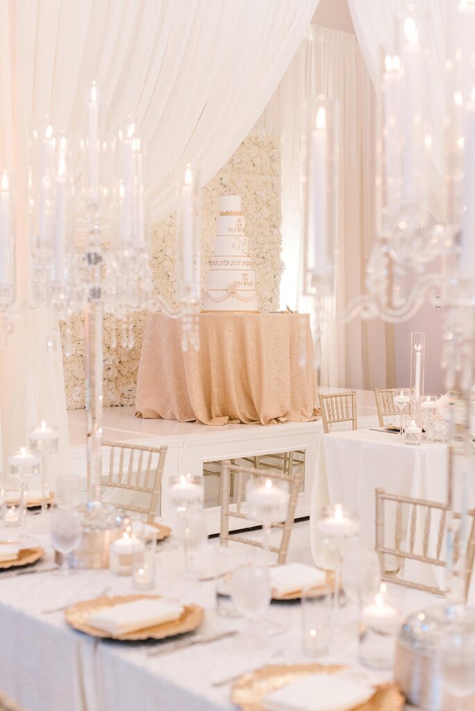 All White Glam Reception Decor | Knotting Hill Place Luxury Dallas Wedding Venue