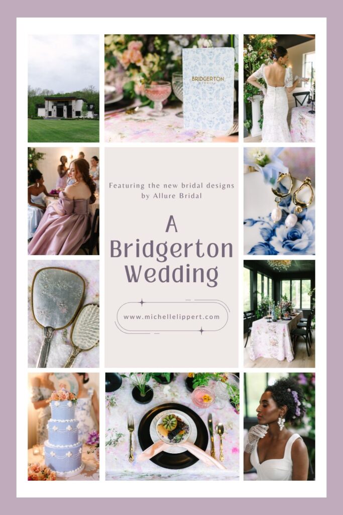 Bridgerton Wedding Inspiration featuring the 2024 Bridgerton-inspired Wedding gowns by Allure Bridals.