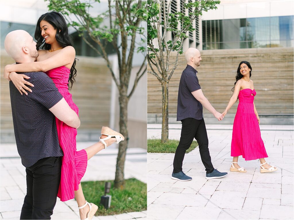 Romantic Sunset Engagement Downtown Grand Rapids Art Museum