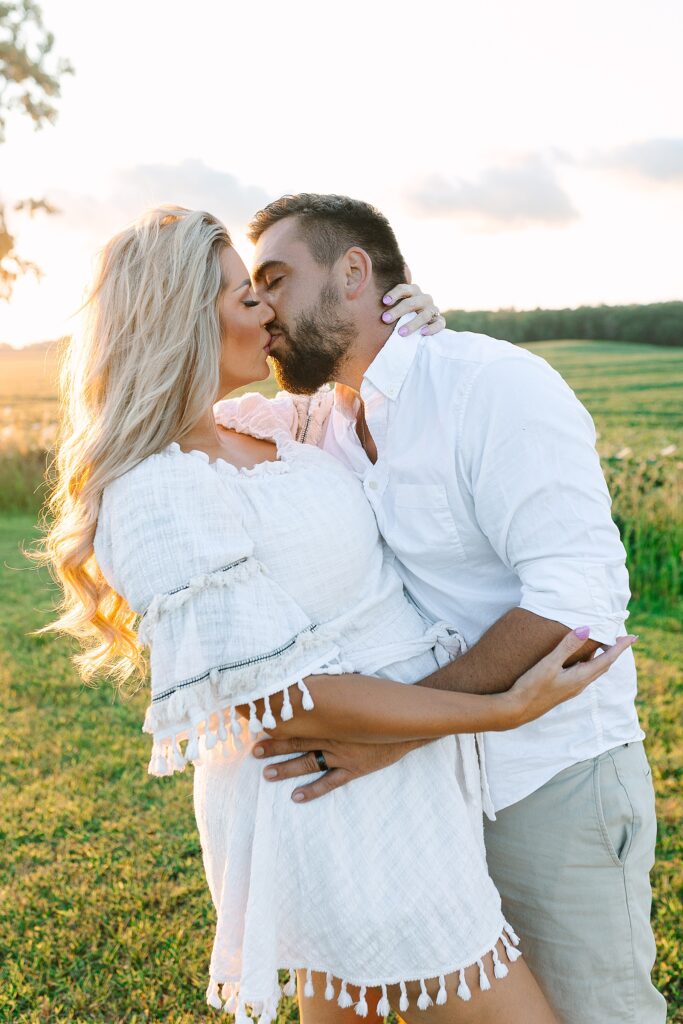 Golden Hour Pregnancy Announcement Photoshoot | Michigan Family Photographer