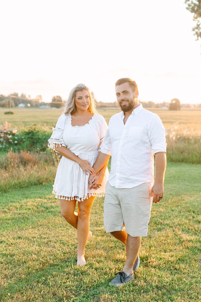 Golden Hour Pregnancy Announcement Photoshoot | Michigan Family Photographer