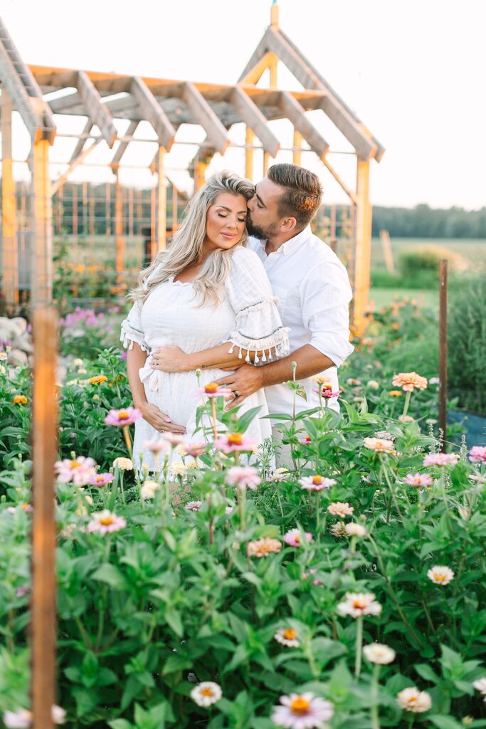 Golden Hour Pregnancy Announcement Photoshoot | Michigan Family Photographer