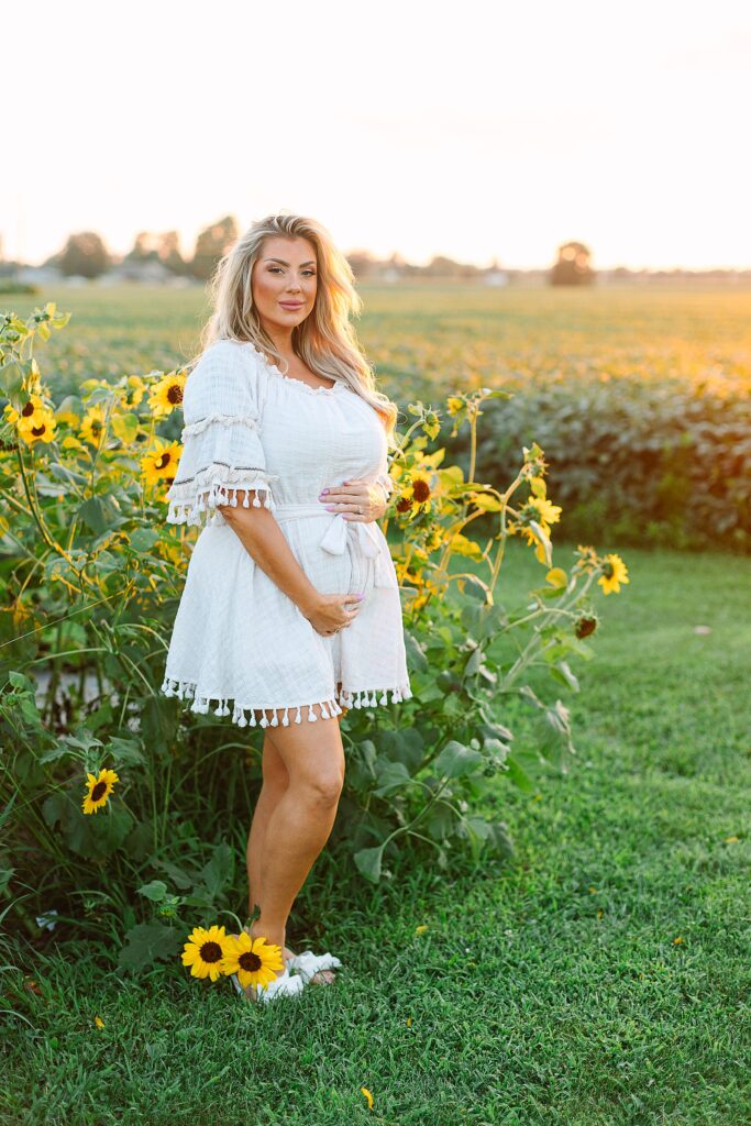 Golden Hour Pregnancy Announcement Photoshoot | Michigan Family Photographer