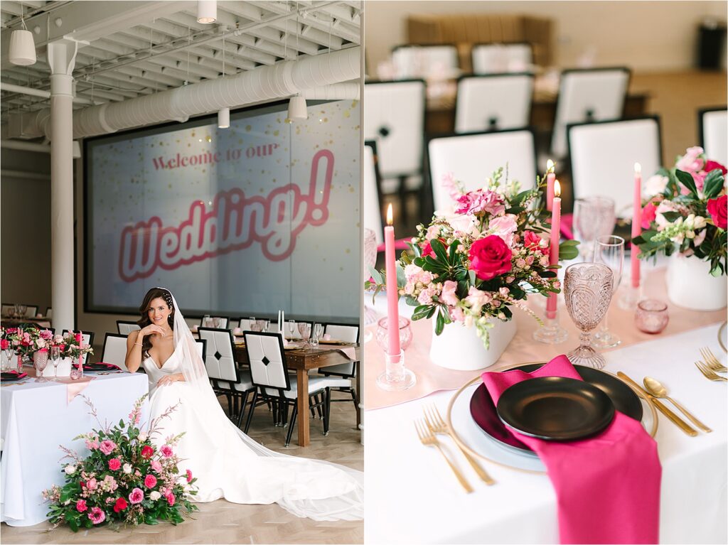 Barbie inspired wedding decor Michigan photographer