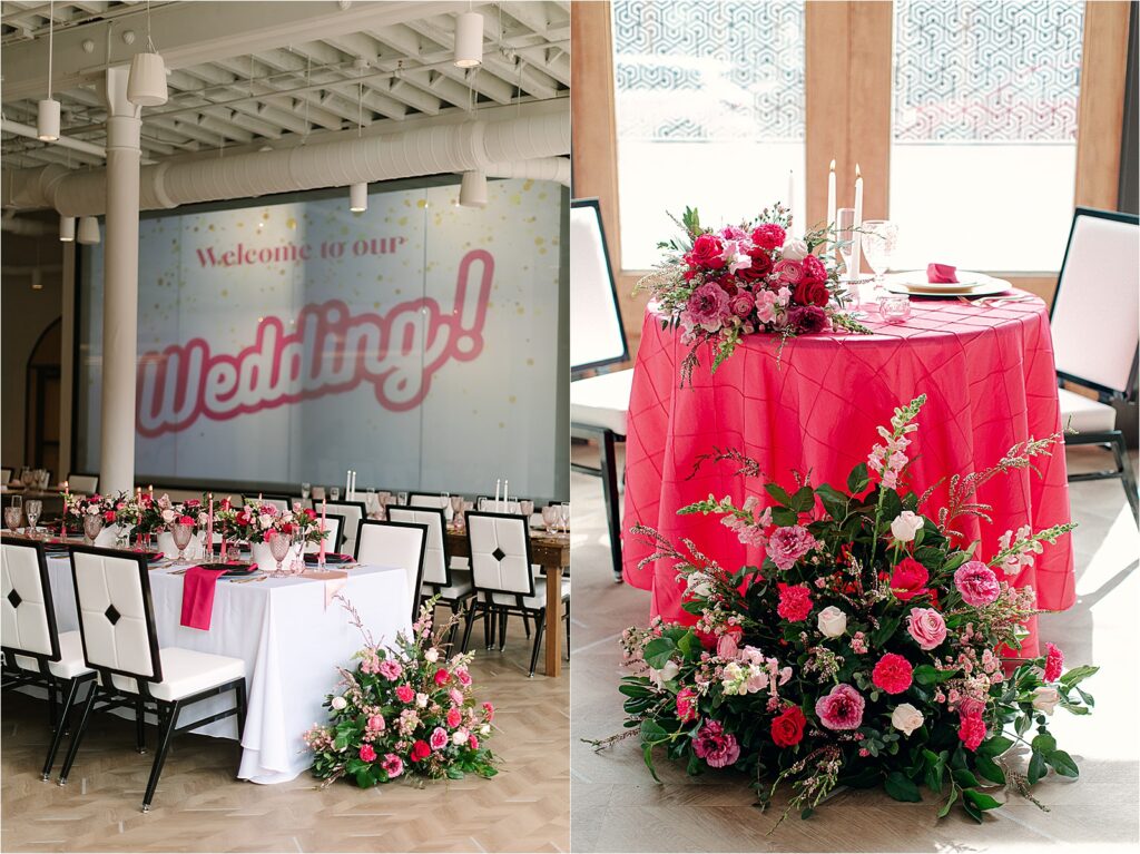 Barbie inspired wedding decor Michigan photographer