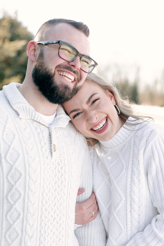 cozy michigan winter engagement session