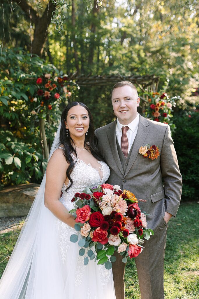 bride and groom portrait during golden hour