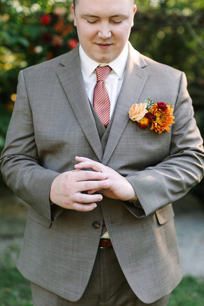 grooms portrait during golden hour