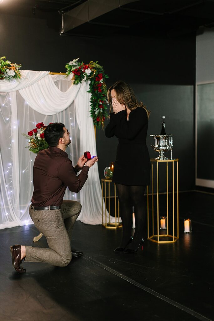 Romantic wedding proposal in East Lansing, Michigan